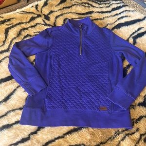 LL Bean Quilted 3/4 Zip Pullover Sweater - Royal Blue